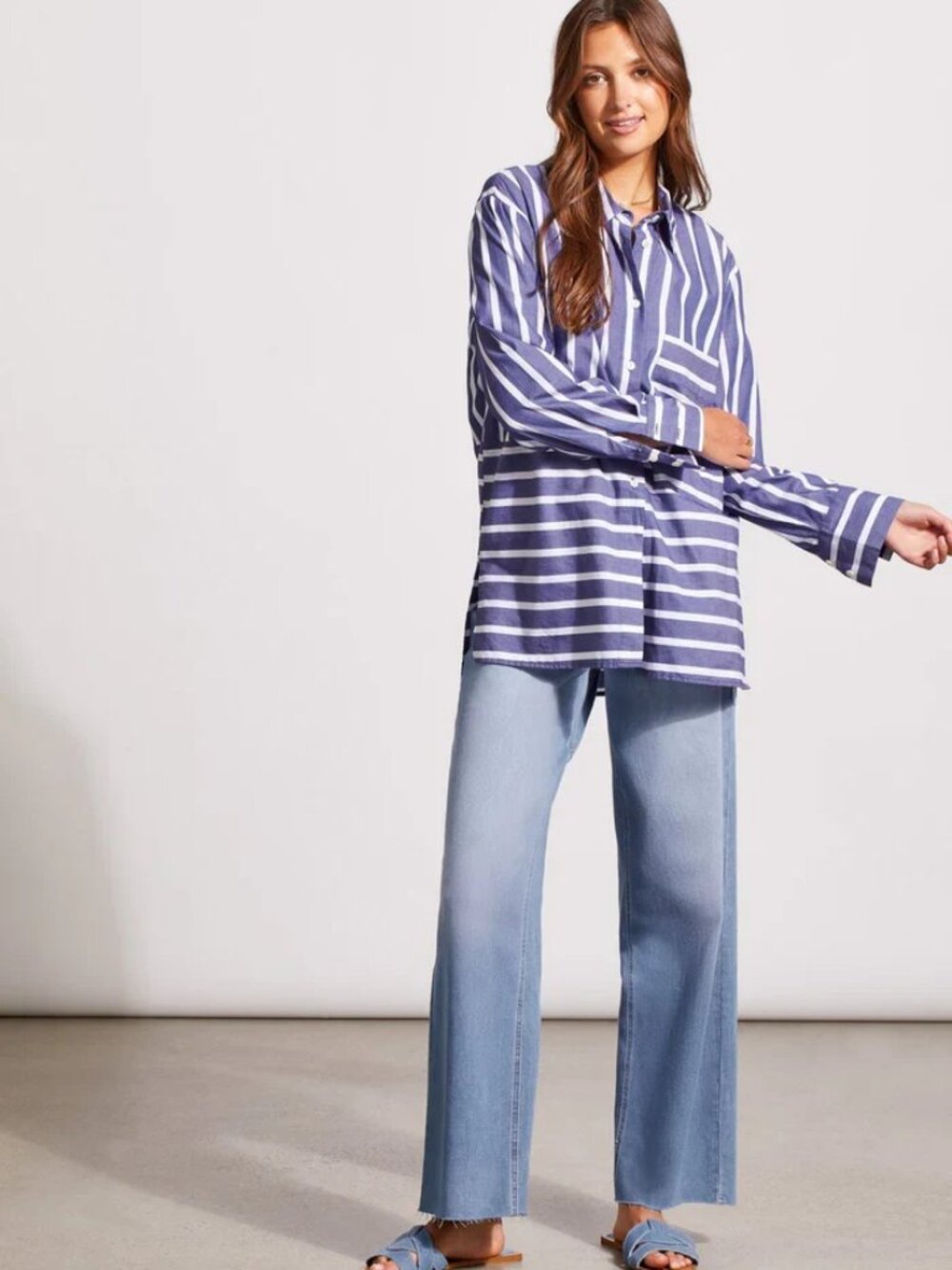 Tribal STRIPED COTTON BUTTON-UP SHIRT NEW